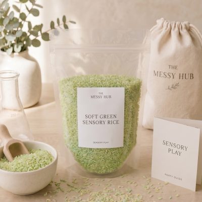 Rainbow Sensory Rice – Pastel Green